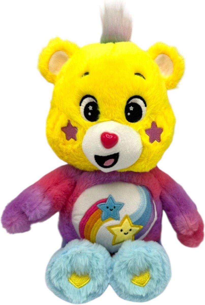 Care Bears - Roze/Geel Troetelbeer knuffel - 30 cm - Pluche