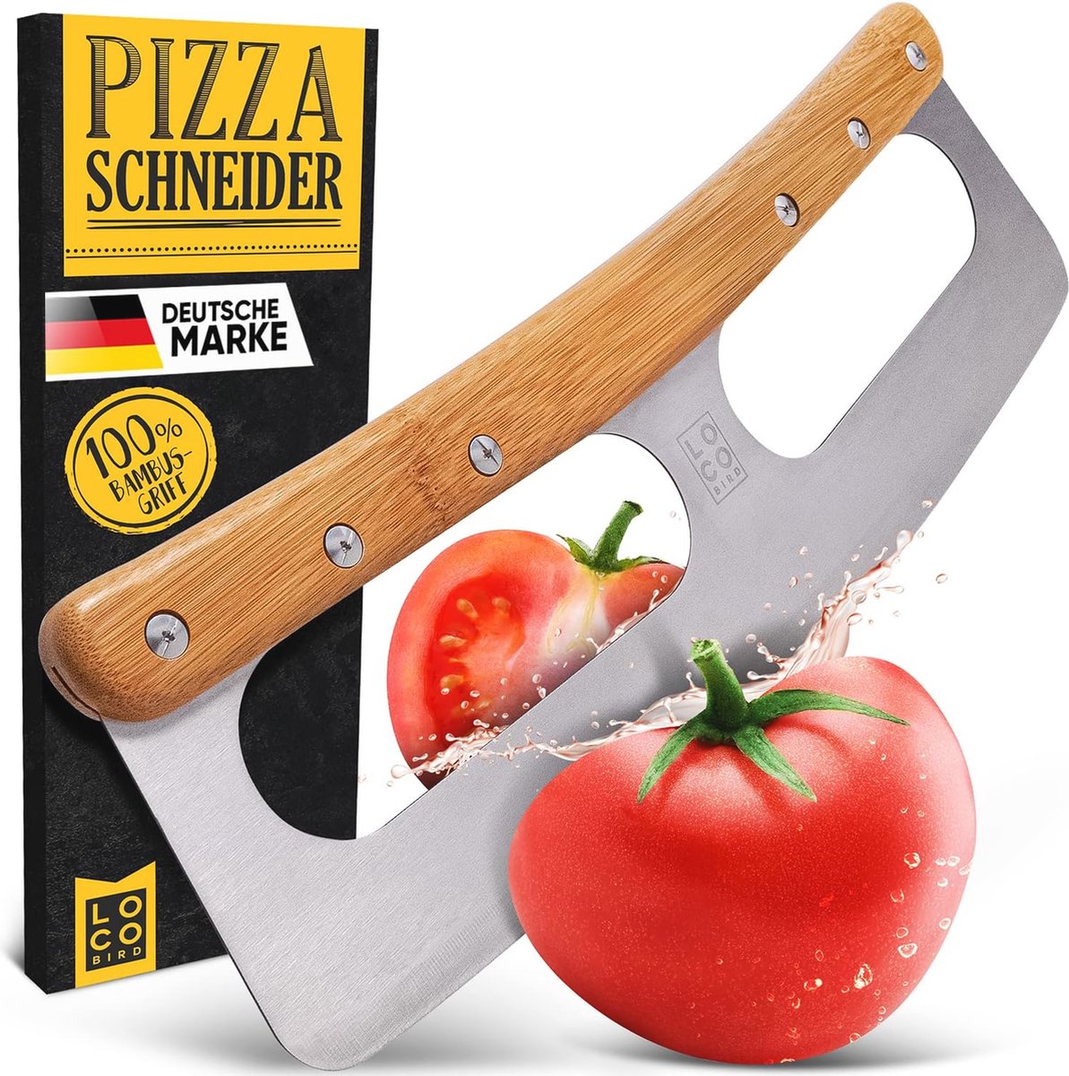 Pizzasnijder roestvrij staal met bamboe handvat - Multifunctioneel snijden en gemakkelijk schoonmaken