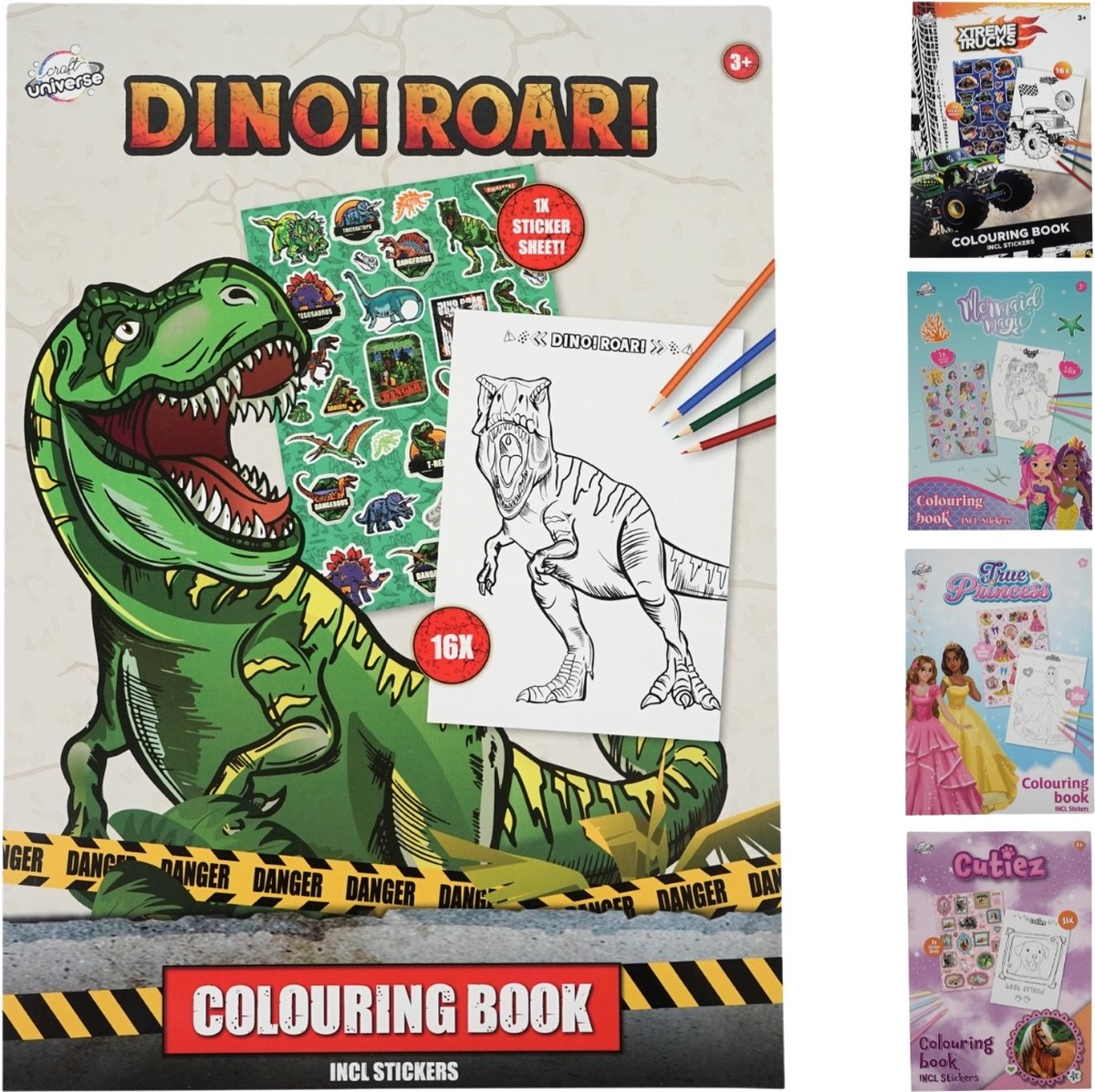 Kleurboek A4 met stickers 5 assorti