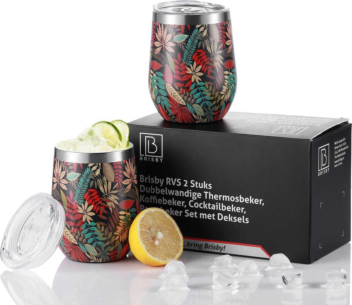 Brisby RVS thermosbekers set – 2x 360 ml – dubbelwandig –Jungle