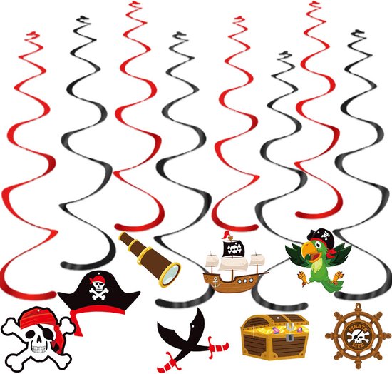 BTH – Slingers – Verjaardag Versiering – Feestversiering - Piraat – Decoratie - Feest Artikelen - Zwart Rood