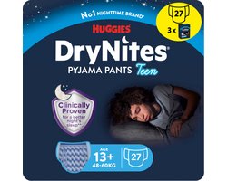 Huggies DryNites luierbroekjes - jongens - 13+ jaar (48 - 60 kg) - 27 nachtbroekjes - voordeelverpakking