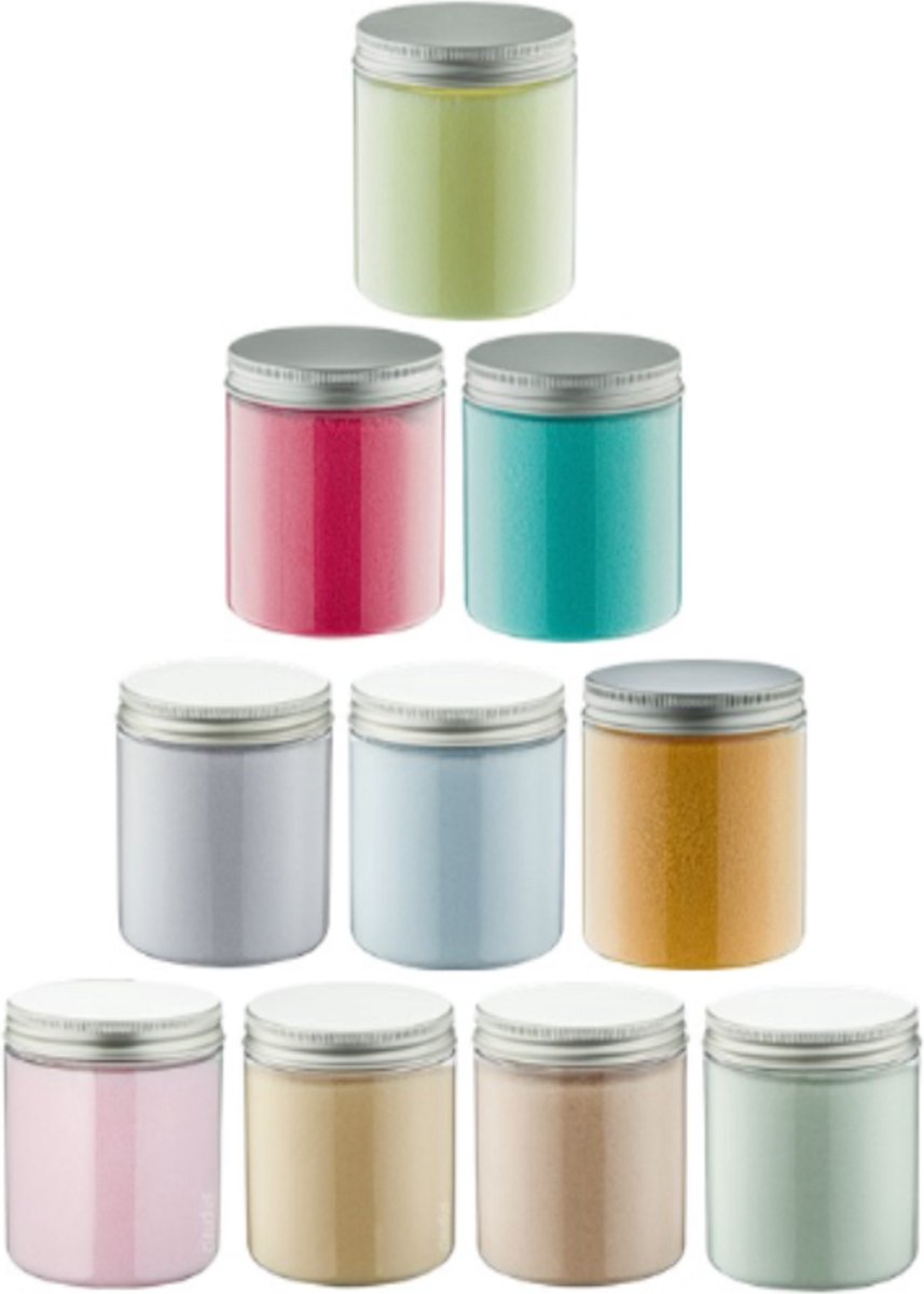 Goedkoopste Scrubzout - 300 gram - set van 10 verschillende geuren - Aluminium Deksel - Rozen, Vanille, Amandel, Eucalyptus, Lavendel, Opium, Appel-Kaneel, Fruity Melon, Hamam en Zen Moment - Hydraterende Lichaamsscrub - Cadeau