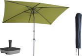 Bol.com Kopu® Sevilla Parasol Rechthoek 200x300 cm met Hoes en voet - Olijfgroen aanbieding