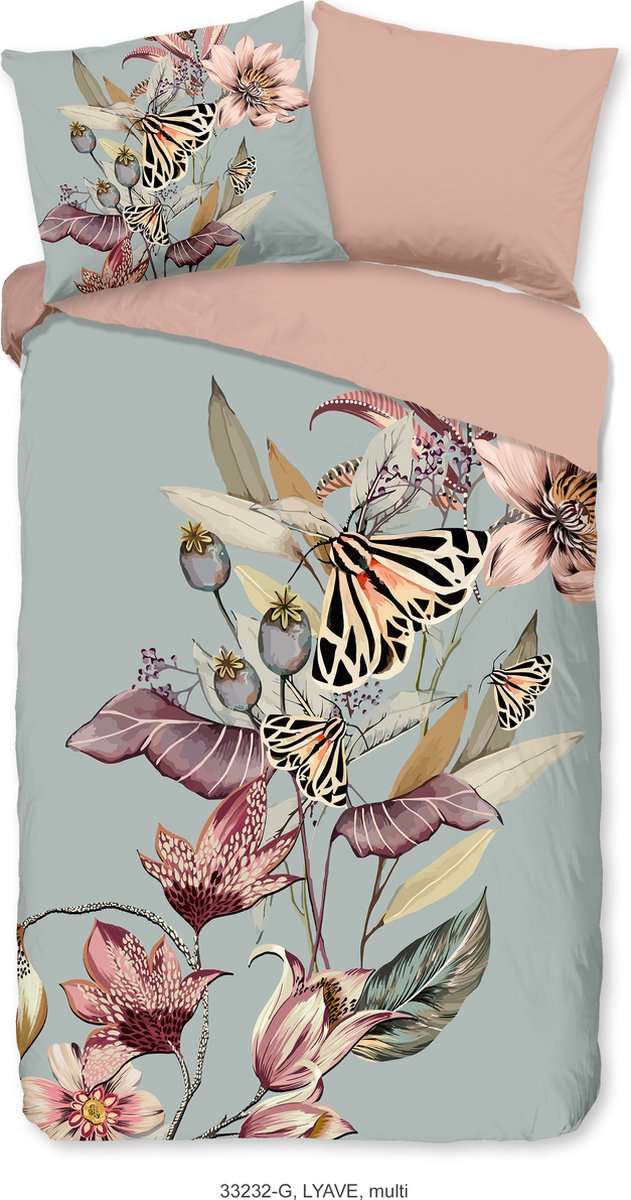 Good Morning dekbedovertrek bloemen en vlinders - 1 persoons 140x200/220 cm - Multi - 100% Katoen renforce
