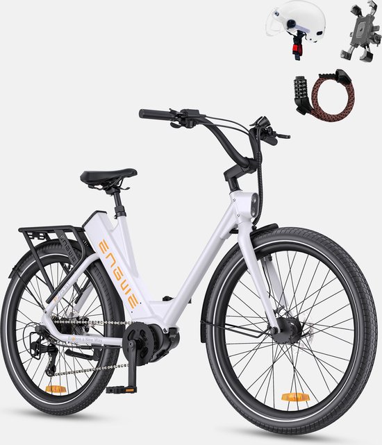 Foto: Engwe p275 st urban elektrische fiets 250w borstelloze middenmotor met koppelsensor 36v 19 2ah accu maximaal bereik van 260 km hydraulische schijfrem 27 5 spaakbanden shimano 9 speed wit