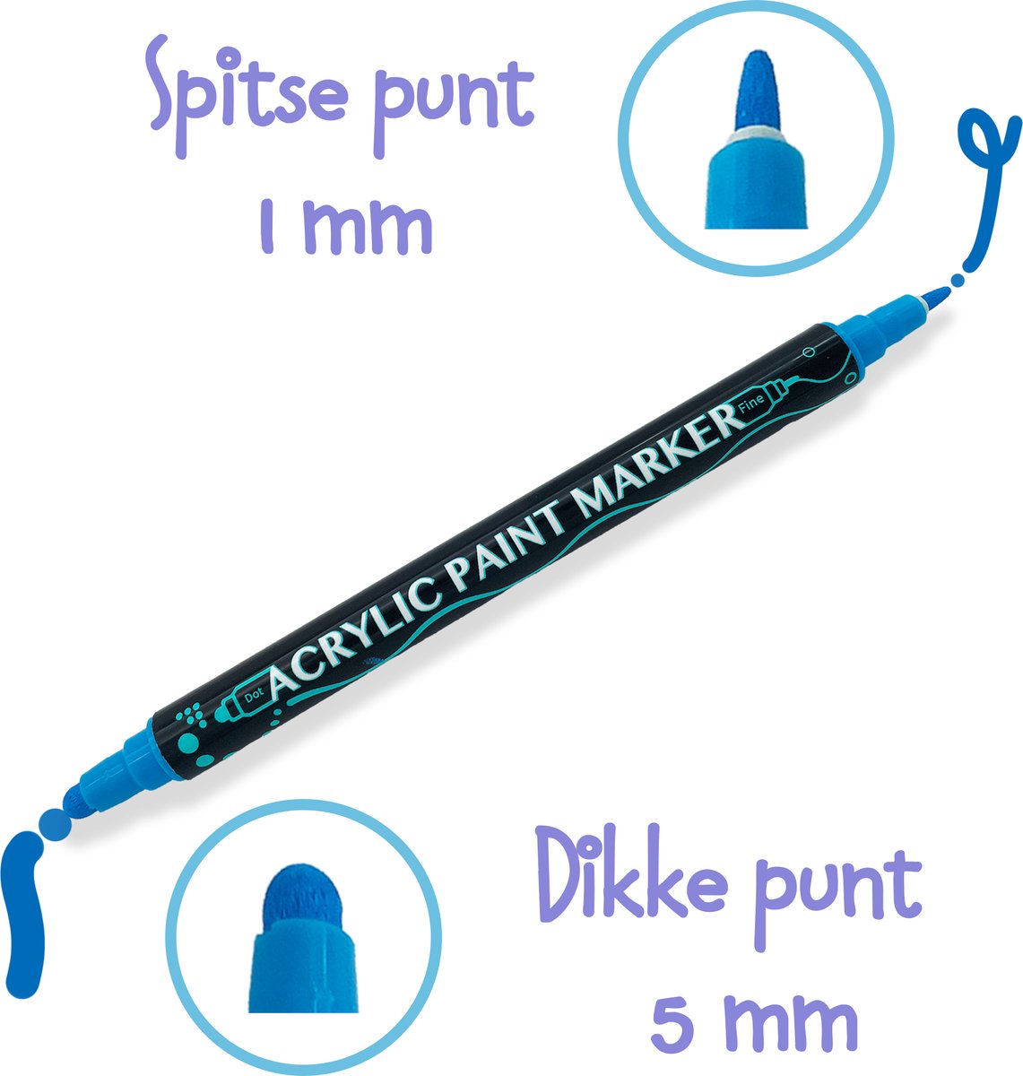 CREACOL Acrylstiften 36 stuks - Dual Tip - Verfstiften - Tekenset - Happy Stones Stiften - Inclusief Sjablonen — afbeelding 3