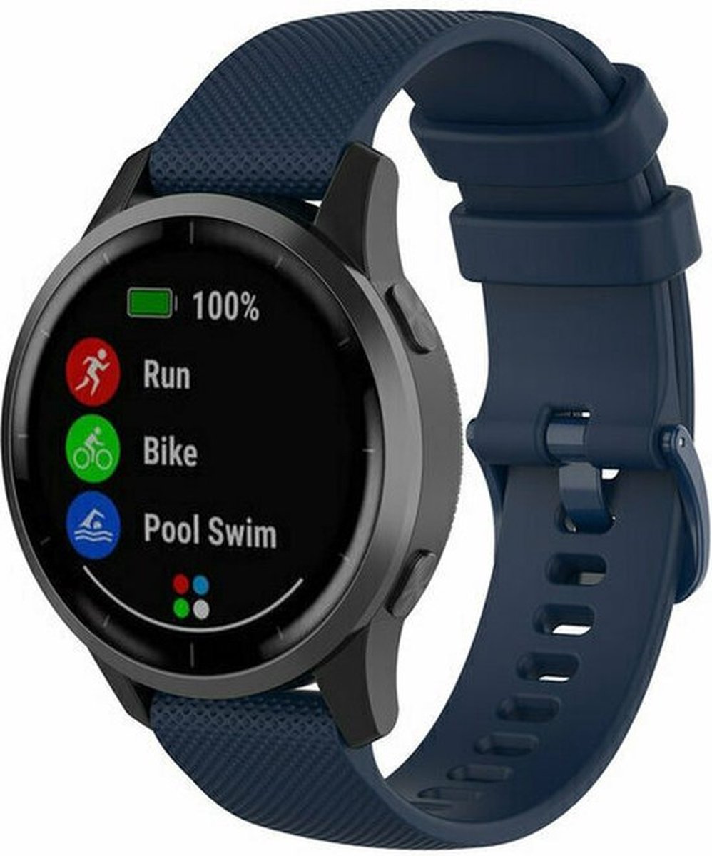 Stravo Huidvriendelijke en zachte siliconen bandje-Donkerblauw-20mm-voor Garmin/Huawei/Samsung Galaxy Watch 7 (40 & 44mm)/Watch 6 (Classic)/Watch 5/Watch 5 Pro/Watch 4 (Classic)/Watch FE - Siliconen bandje voor Galaxy Watch 4-5-6 alle