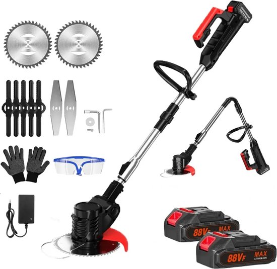 HBM 4 in 1 Bosmaaier / Grastrimmer / Heggenschaar / Kettingzaag / Boomzaag op Accu 2.0AH - 40