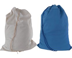 Bluvardi katoenen waszakken set van 2 stuks - XXL -natural cotton - indigo