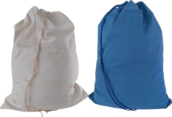 Sacs à linge en coton Bluvardi lot de 2 - XXL - coton naturel - indigo