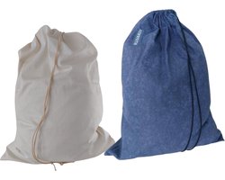 Bluvardi katoenen waszakken set van 2 stuks - XXL -marine blue-natural cotton