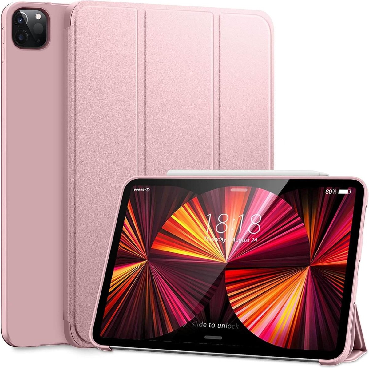 Smart Cover Hoes Geschikt Voor iPad Air 11-inch 2024 Smart Cover Roze