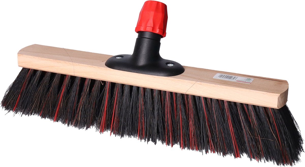 Goedkoopste Buemag Bezemkop - Arenga/Elaston mix - zwart/rood - hard - hout - 40 cm - straatbezem/buitenbezem - bezem