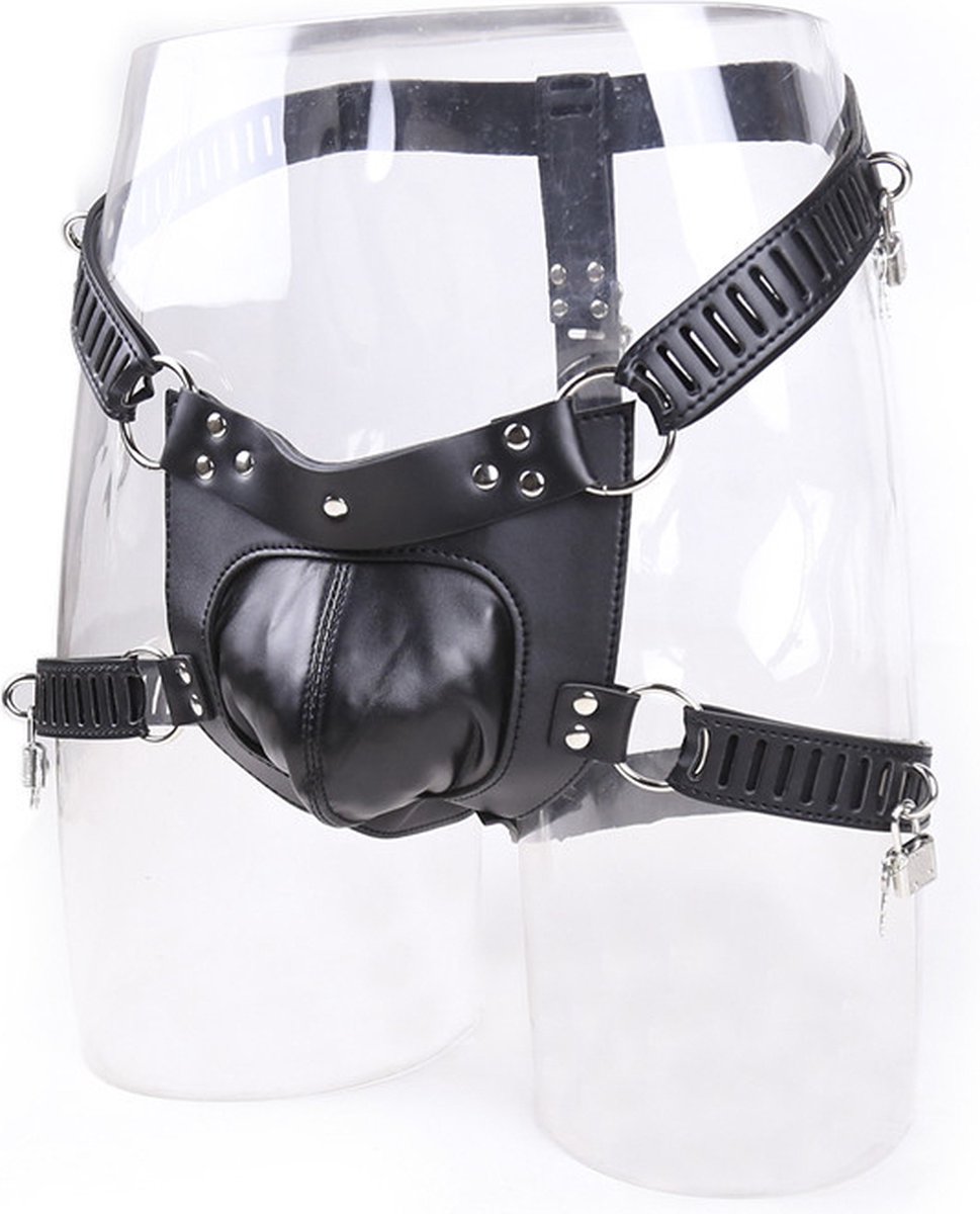 Goedkoopste vscnovelty® BDSM - PU-leren Kuisheidsgordel - Verstelbare en Veilige Kuisheidsgordel met 4 Sloten