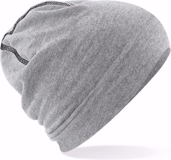 Katoenen sport beanie grijs voor volwassenen