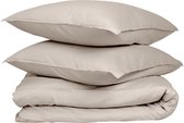 Wocha Dekbedovertrek Set - 100% Biologisch Katoen Satijn (300TC) - 260x200/220 - Taupe - Premium kwaliteit en duurzaam - Incl. 2 kussenslopen