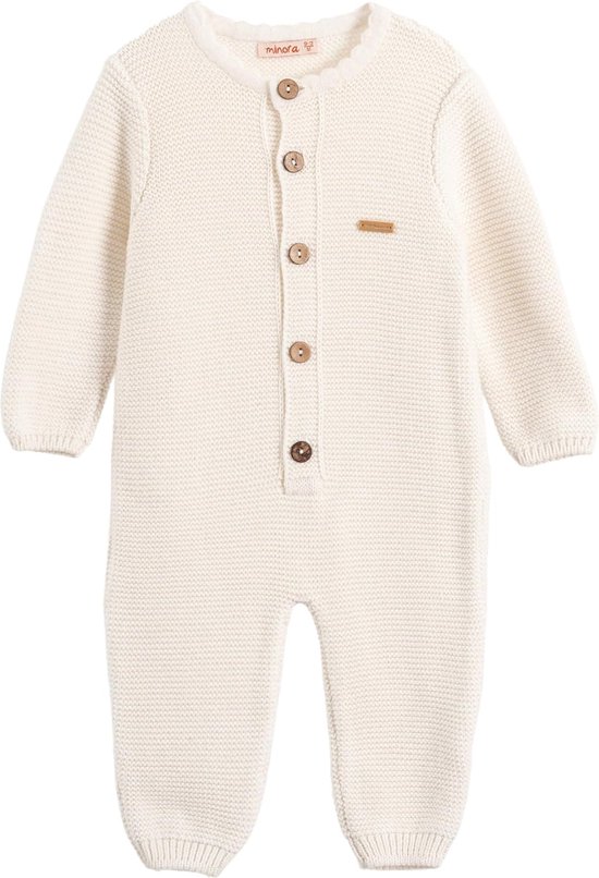 Minora gebreide baby kleding jongens-Unisex boxpakje- Maat 74/ 6-9 Maanden-Newborn overalls winter-Kraamcadeau - Babyshower Cadeau-Zuiver Wit- Sinterklaas
