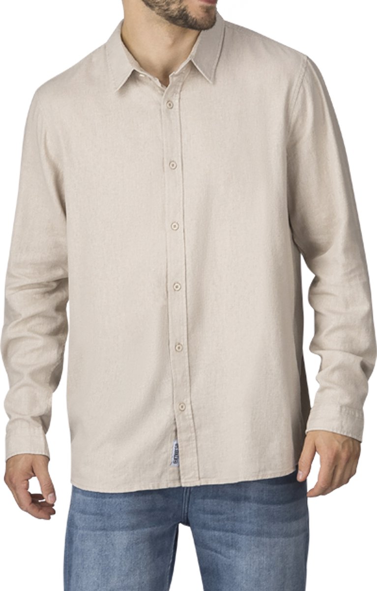 riverso Heren Overhemd RIVFabio regular fit Beige 3XL Volwassenen Linnen overhemd