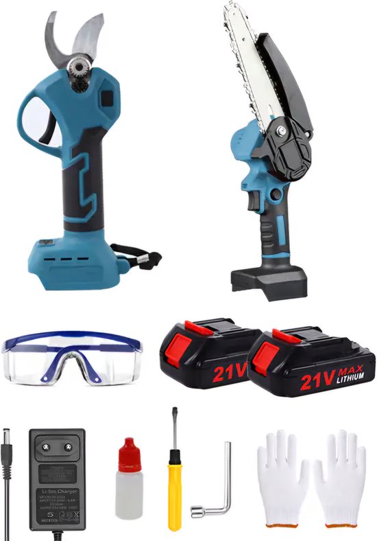 Accu kettingzaag - Snoeischaar 21V 650W 6 inch - mini kettingzaag op accu - geschikt voor 18v LXT makita accu — afbeelding 2
