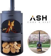 Bol.com ASH® - Sunset - Grote Tuinhaard met BBQ - Houtkachel - Vuurkachel - Terraskachel - 3 in 1 Terrashaard voor sfeervolle av... aanbieding