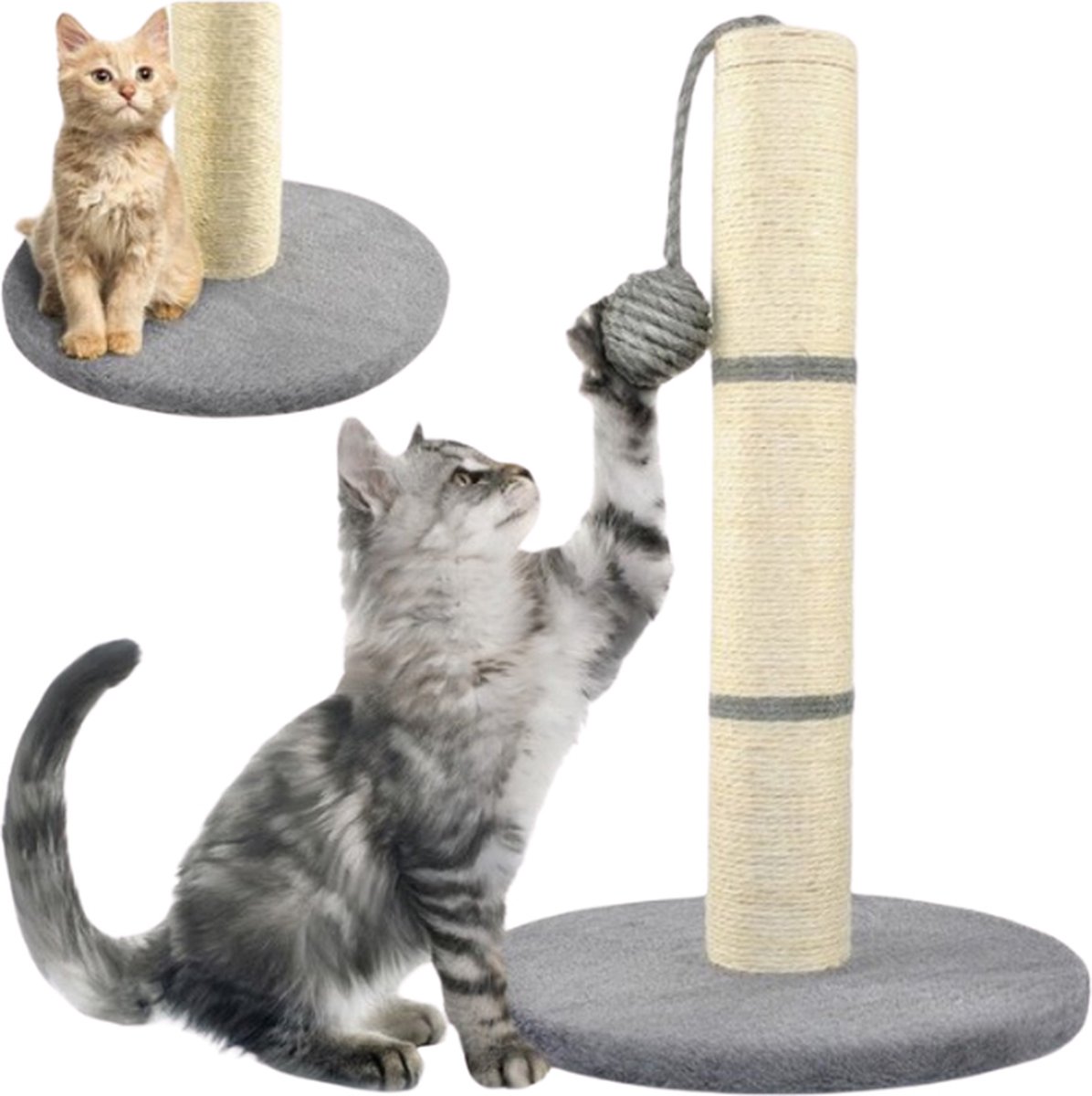 "Kat Krabpaal 45cm – Compacte Krabpaal met Speeltje en Sisaltouw voor Blije Katten - Krabpaal hout - Kattenbak - Krabpaal voor grote katten - Krabpaal voor katten - "