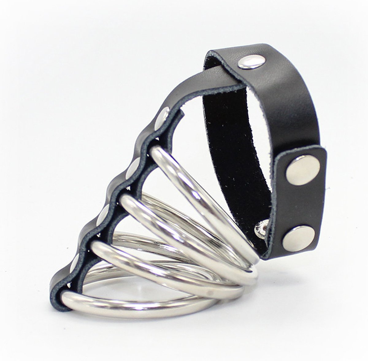 Goedkoopste vscnovelty® Chastity Cage Device - kuisheidskooi - metalen ring - PU leer - zwart