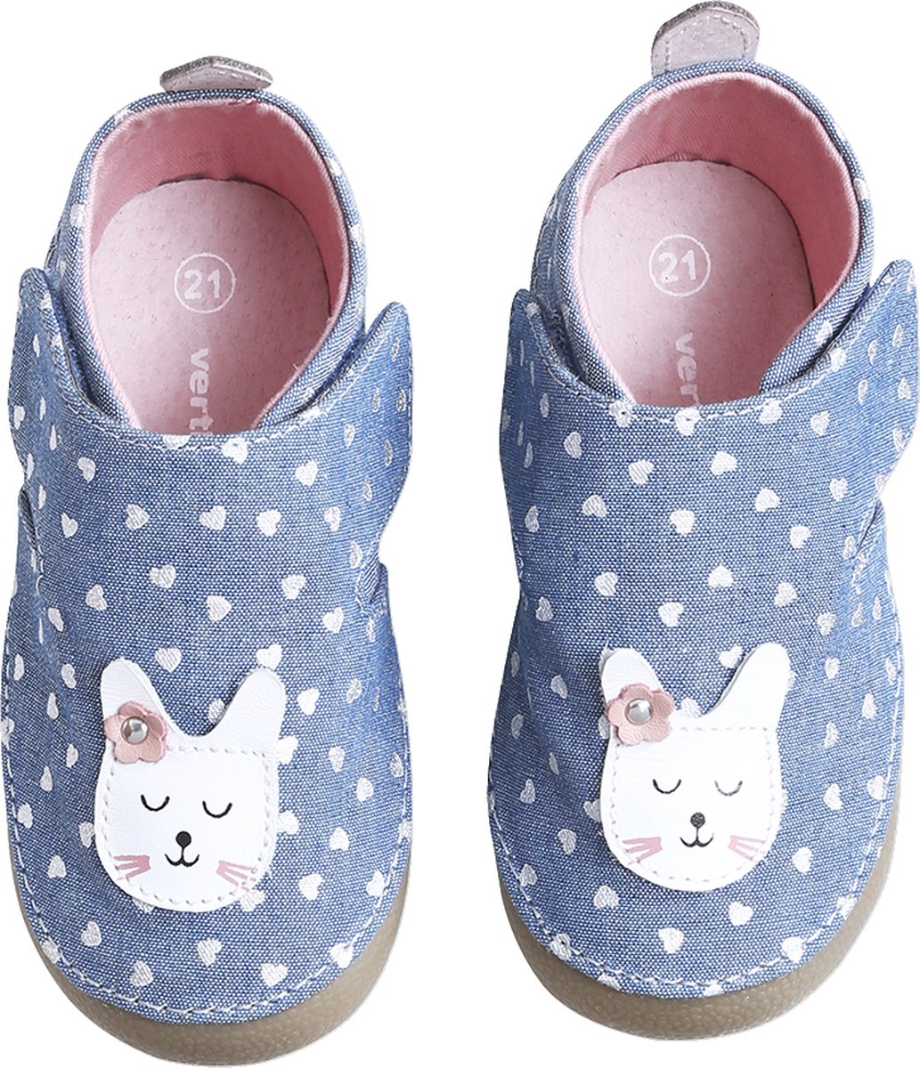 Vertbaudet Slofjes met klittenband van chambray voor baby's