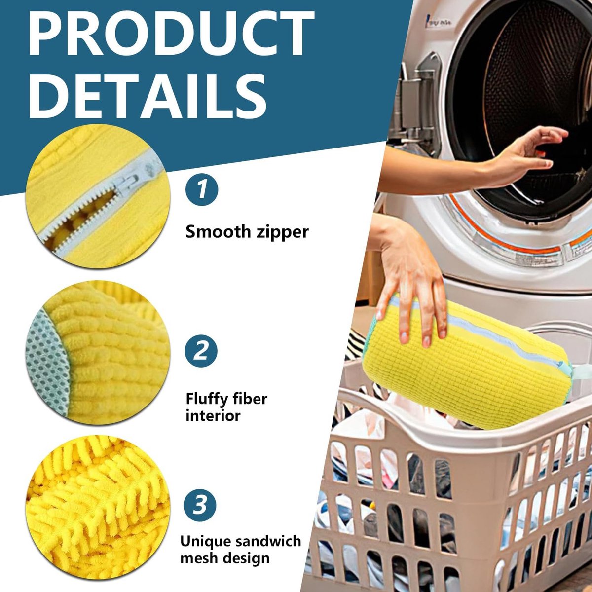 Waszak - Wasnet Voor Schoenen - Herbruikbaar - Waszak Voor Schoenen - Schoenen Waszak - 39 x 19 Cm - Netje Anti-Vervorming - Delicaat Wasgoed - Schoen Wassen - Schoenenwaszak - Wasgoed - Wasmachine - Schoenen / Sneakers - Met Rits En Hangende Ring — afbeelding 3