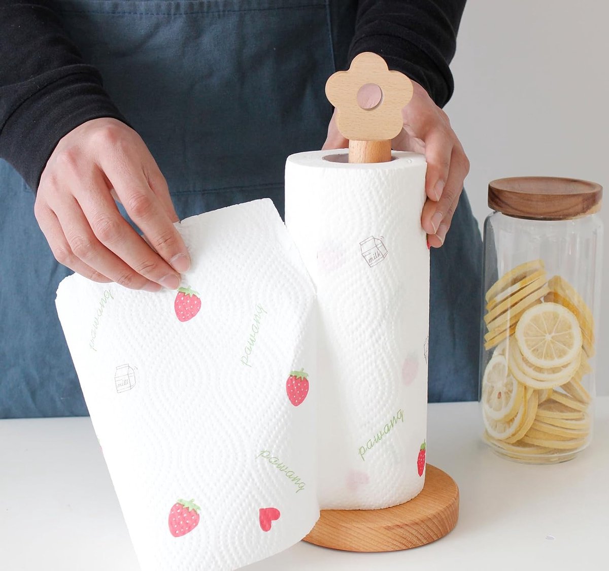 Keukenrolhouder, staand hout, keukenrolstandaard, met