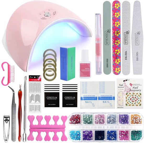 Foto: Gellak starterspakket 10 kleuren basecoat topcoat gellak gellakset nagelset gelnagels nagellak gelnagel kit uv lamp 36w led manicure set 10 kleuren gel polish nail art nagellamp nageldroger