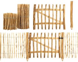 BooGardi piketomheining 60x500cm - lamelafstand 7-9cm - hazelnoothout omheining - tuinomheining hout - jager houten omheining - boerderij omheining - kastanjehekken