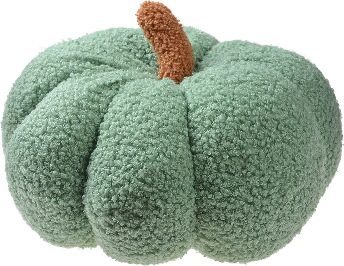 Clayre & Eef Sierkussen Pompoen Ø 28x18 cm Groen Synthetisch