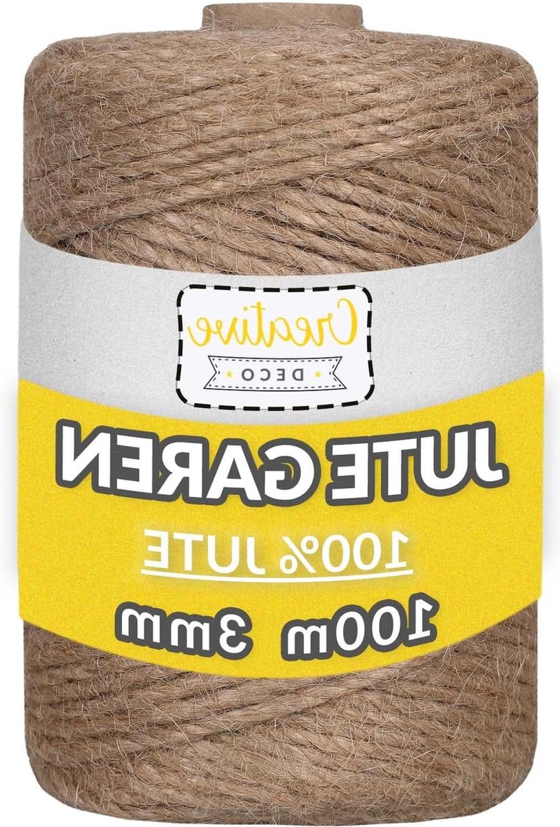 100m Natuurlijk Jute Koord | 328 Voet | 2-3 mm Dikte - 3 Laag - Jutesnaar Tape Pakketrol - Bruin Sterk - Decoratie Bloemisterij - Doe-het-zelf Handwerk - Verpakking en Recycling