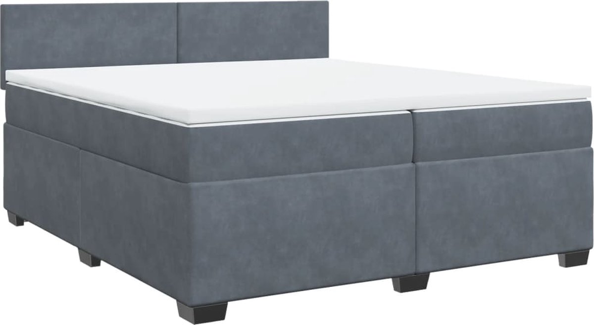 vidaXL - Boxspring - met - matras - fluweel - donkergrijs - 200x200 - cm