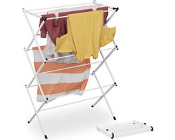inklapbaar wasrek - 104 x 73 x 38 cm - 11 stangen - metaal - wit