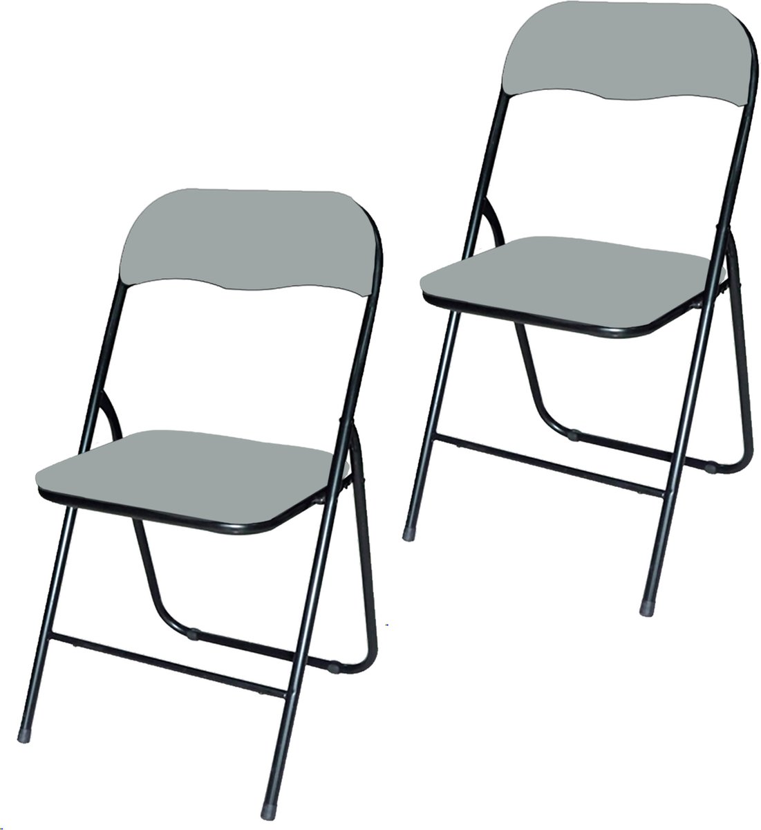 Brasq Set van 2 Klapstoelen Grijs Zwart - Opvouwbare stoelen 43x38x78 cm - PVC - Eettafelstoelen