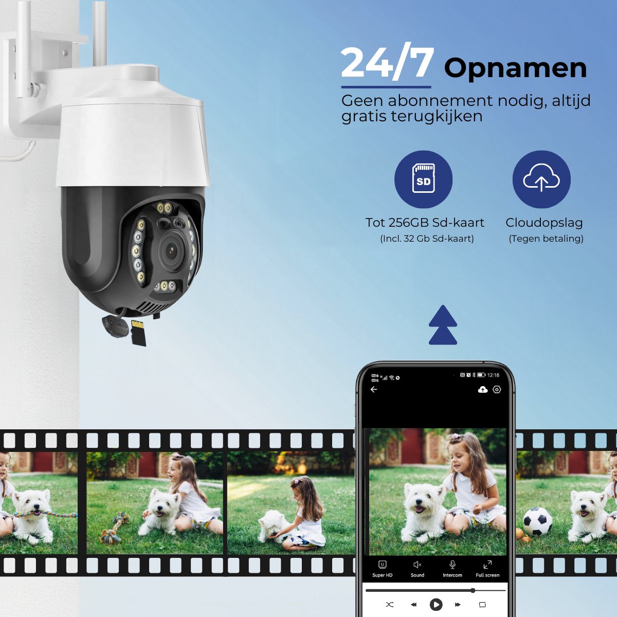 Afbeelding 3 van Camux Cam-VisionX Beveiligingscamera Buiten IP66 - 3MP 2K Camera - Buitencamera met Nachtzicht - Wifi met App - Security Camera