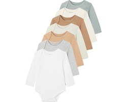 Vertbaudet Set BASICS - 7 rompertjes - baby - US-opening - lange mouwen