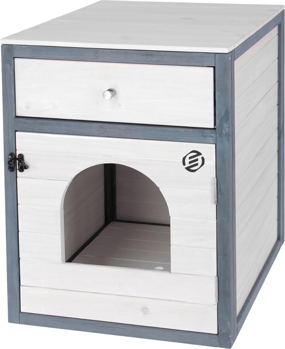 Equivera Kattenbak Ombouw – Kattenbak Kast – Kattenmeubel – Kattenkast – Kattenhuis – Kattenbak Container – Kattenbakkast – Kattenhuis Kattenbak – Kast Voor Kattenbak