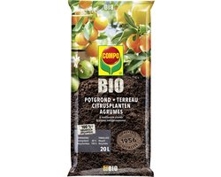 COMPO Bio Potgrond Citrusplanten - 100% biologisch - incl. organische meststof - ook voor mediterrane planten - zak 20L