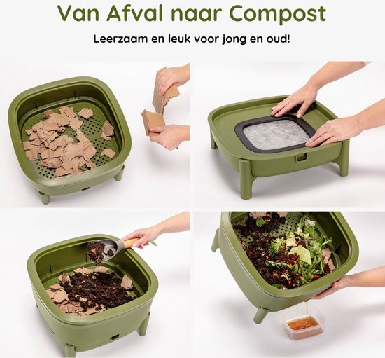 Wormenhotel 30L - 100% Gerecycled kunststof - Wormenbak - Wormentoren - Compostbak