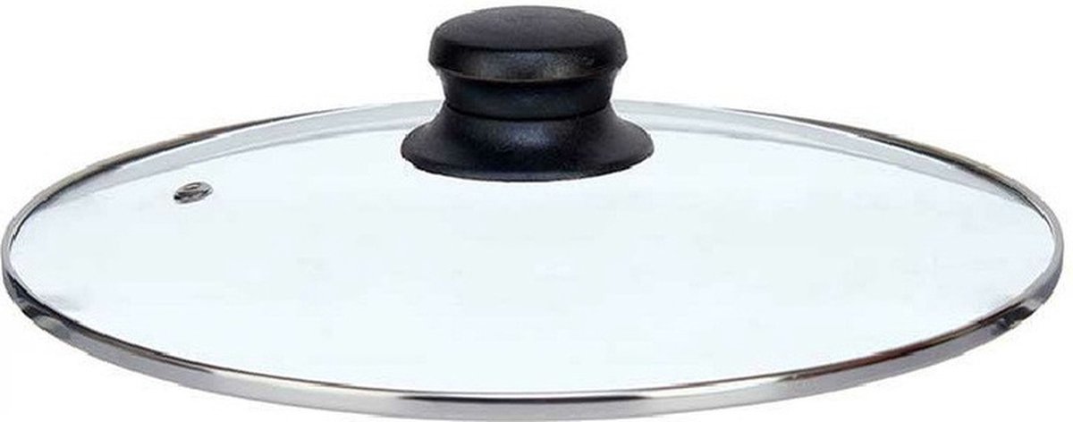 Kinvara Universele pannendeksel voor pannen van 22,5 cm - glas - stoomgaatje - D22.5 x H6 cm