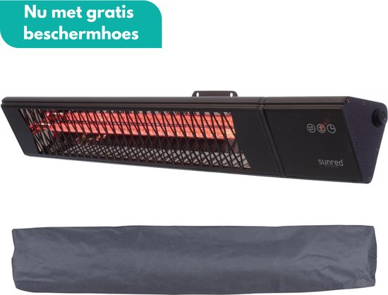 Sunred – COMBIDEAL – Heater & Hoes – Triangle - Dark lijn - Zwart - Wand model - Terrasverwarmer – Carbon rosé goud technologie - 2500 W – ECO - 9 standen - Afstand bestuurbaar - SMART – APP – Timer - Elektrische heater – SMART heater – SLIMME heater