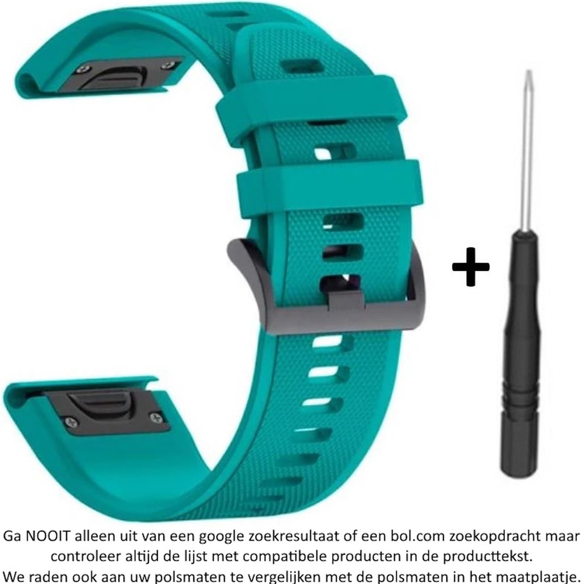 Cyaan Blauw Groen Siliconen horlogebandje geschikt voor Garmin Fenix 5 ( 5+ Sapphire) - Forerunner 935-945 - Quatix 5 5 Sapphire - Fenix 6 6 Plus - Approach S60 S62 - MARQ devices - D2 Delta - Quickfit Compatibel - 22 mm cyan smartwatch band