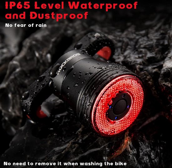 ROCKBROS Fietsachterlicht met Remsensor, Magnetische Installatie, 7 Modi LED-Verlichting, Oplaadbaar via USB en IPX6 Waterdicht
