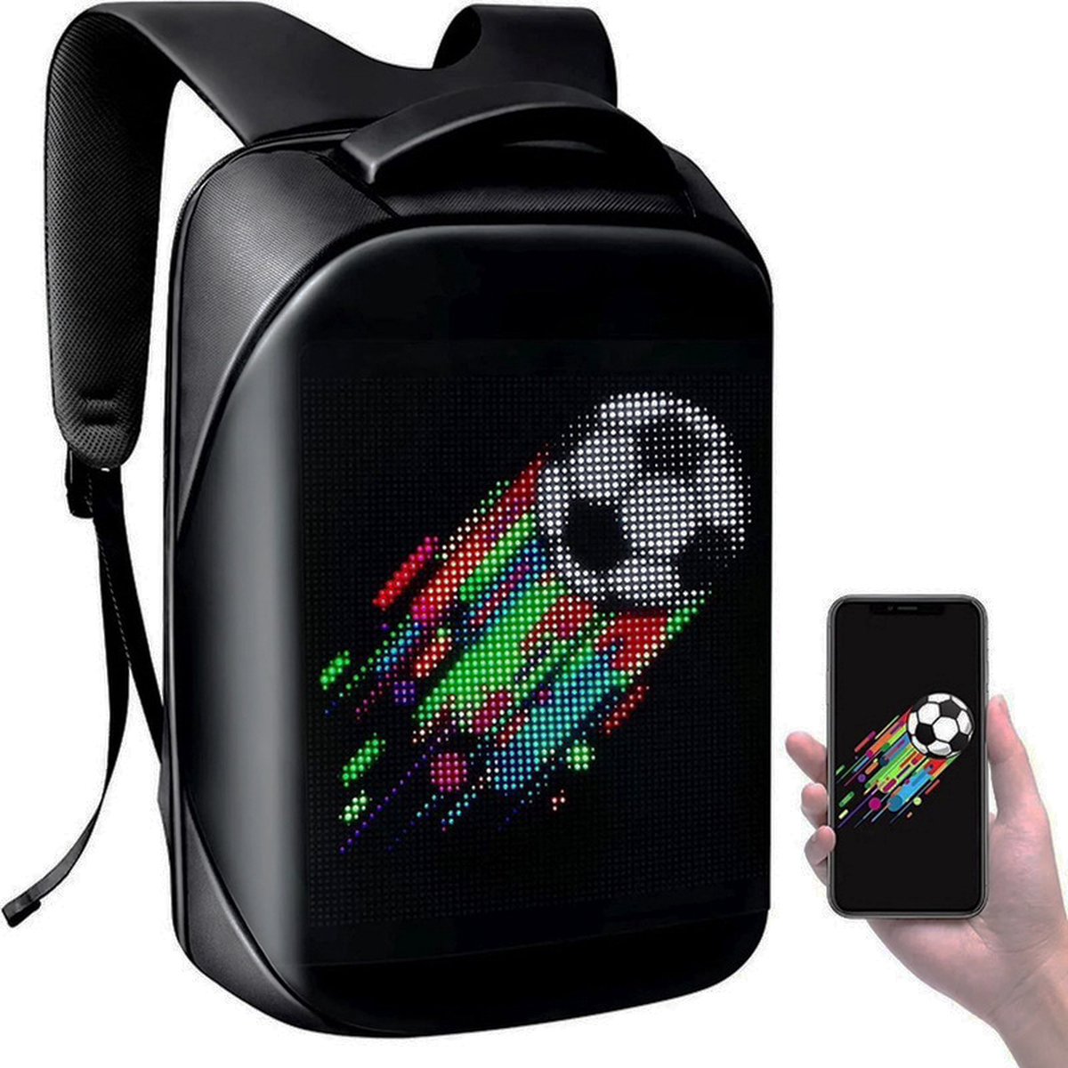 Waterdichte LED-rugzak met BT APP Programmeerbaar Kleurrijk LED-display
