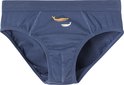 Donkerblauwe slip met afbeelding van een gele en een witte walvis.