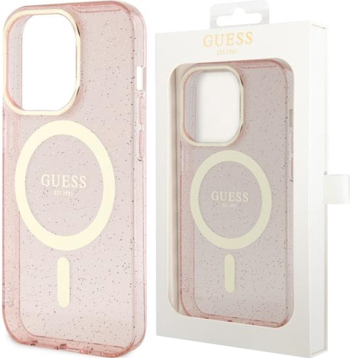 Guess - GUHMN61HCMCGP - hoesje voor iPhone - 11 / Xr - roze - Glitter - Goud - MagSafe