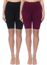 Be Mammy MS-MS10-200-LE-2P 2Pack Dames Zwangerschapsleggings Leggings - Sport - Vrijetijdsbroek - Kort - Katoen - Sporbroek – Yogabroek - Zwart/Wijn - L